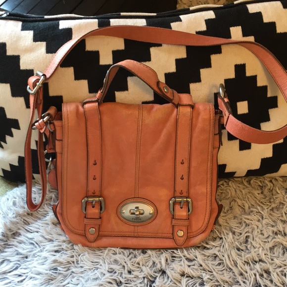 Fossil Bags Fossil Salmon Pink Leather Crossbody Poshmark